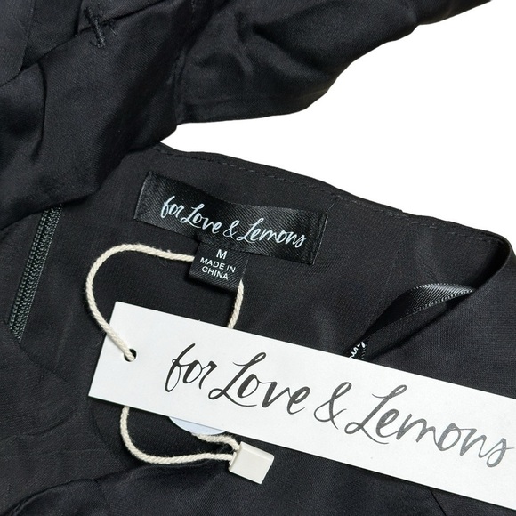 For Love & Lemons Black Satin Yori Midi Dress US M - Picture 6 of 10